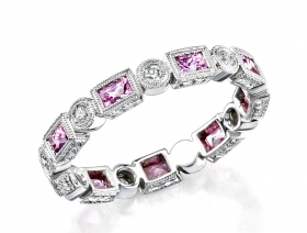 Eternity Band with Pink Sapphires &amp; Diamonds