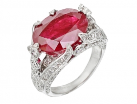 Handcrafted Ruby &amp; Diamond Engagement Ring