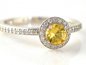 Halo Cut Yellow Sapphire Engagement Ring With Diamonds