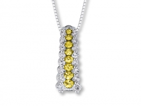 Hanging Bar Natural Yellow Sapphire Pendant