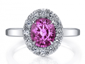 Pink Sapphire &amp; Diamond Sterling Silver Ring
