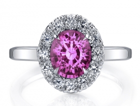 Pink Sapphire &amp; Diamond Sterling Silver Ring